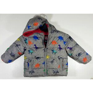 Swisstech Toddler Boys Dinosaur Print Hooded Jacket 18M Gray Puffer Coat